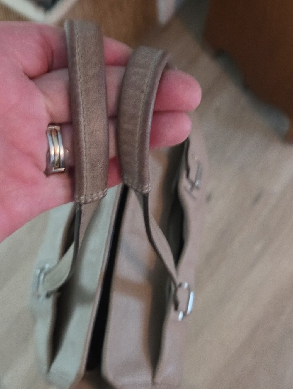 Coach Taupe Leather Shoulder Bag with Silver Hardware - Picture 5 of 5